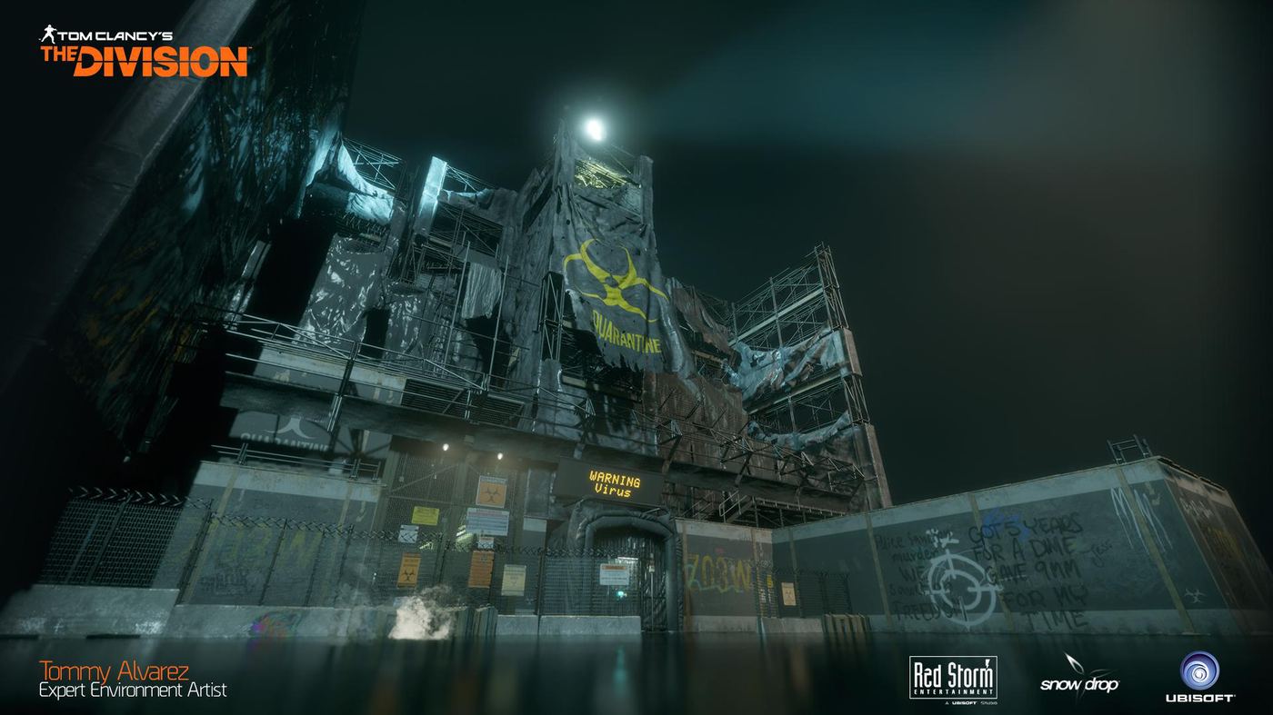 Quarantine gate at night