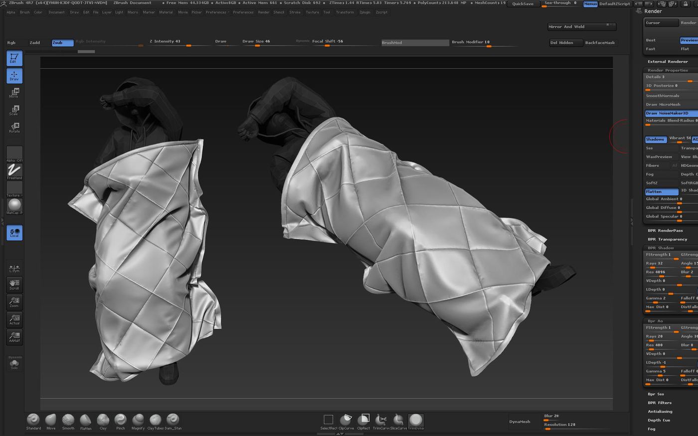 Cloth sculpting workflow